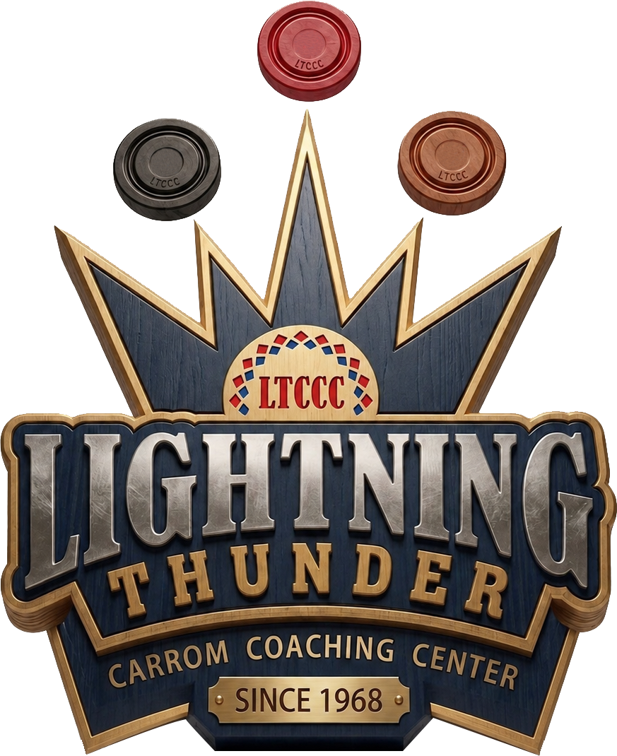 Lighting Thunder Carrom Coaching Center Logo